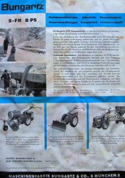 Bungartz S-FK Snow Blower Modelprogram 1961 Tractorbrochure (7748)